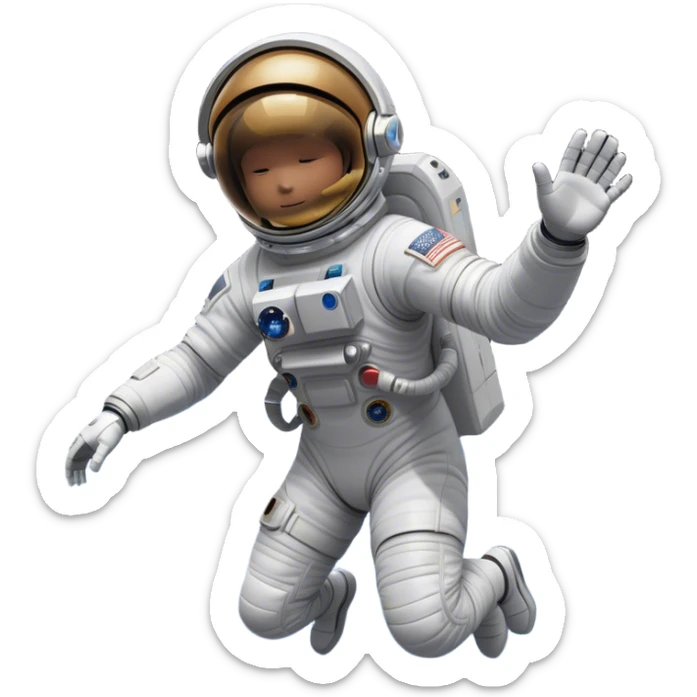 👨‍🚀 Cinematic Realistic Astronaut – A highly detailed depiction of an astronaut in a state-of-the-art space suit, floating weightlessly in the vast expanse of space. The reflective visor hides the face so we do not see the astronauts face, while intricate suit details and soft lighting create an immersive sense of realism. sticker