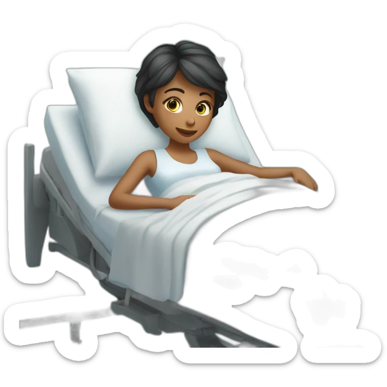 Girl whith short hair in the bed of hospital sticker