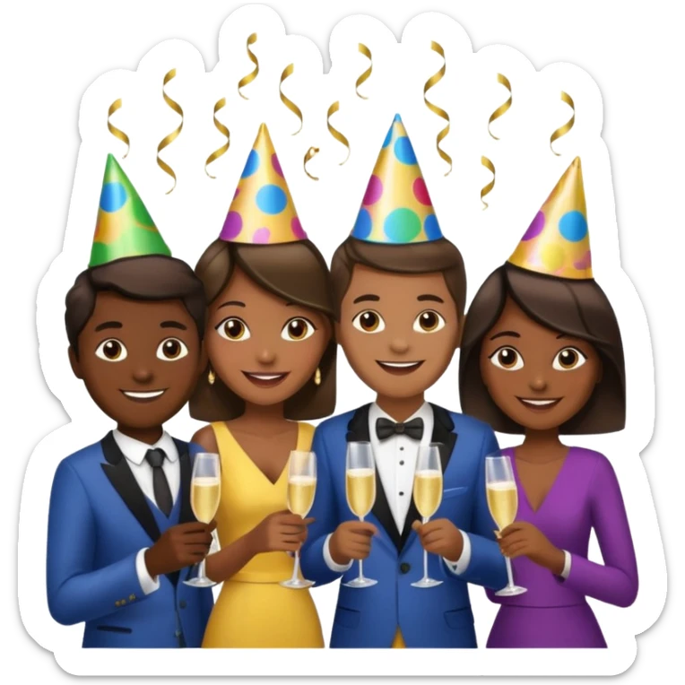 Un equipo de ventas celebrando un logro con un brindis. El fondo negro totalmente  sticker