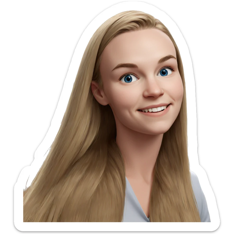 smiling girl with blue eyes sticker