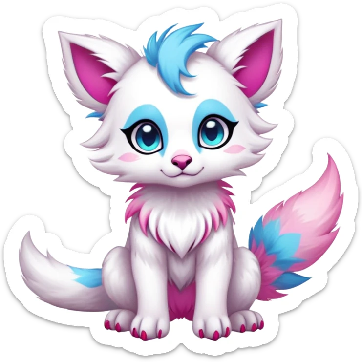 cute Kawaii edgy ethereal fantasy animal fursona Fionbri creature by griffsnuff & LiLaiRa & Falvie with exotic colors full body sticker