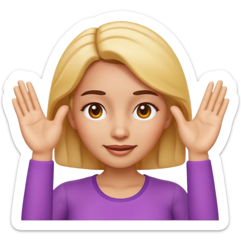 Apple-style 3D emoji of a cartoon woman with both hands placed at the sides of her forehead, as if pointing or highlighting the forehead area, cheerful and clear expression, colorful emoji style, no background. sticker