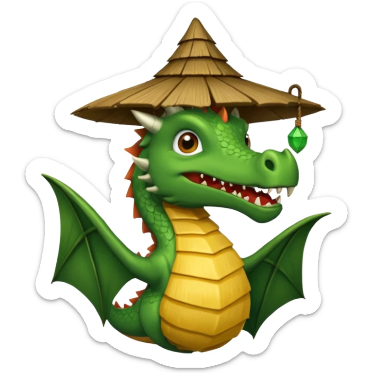 ein Drache mit einem Zauberstab in der Hand  und einem Hud  auf dem kopf und ein Bard sticker