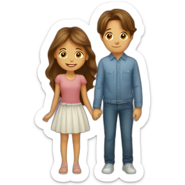 a boy with curtains kisses a girl with long hair. sticker