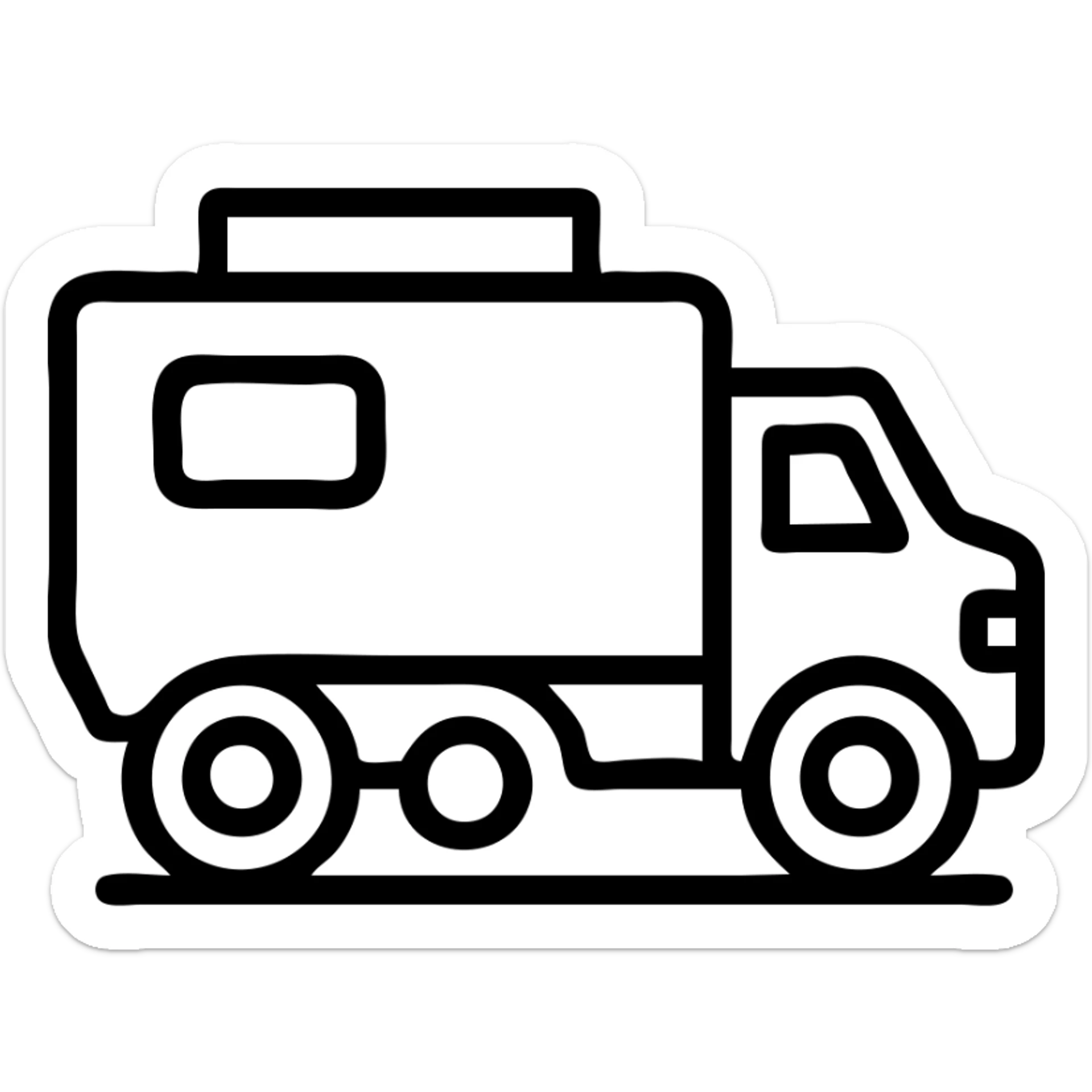 minimal icon of European style expedition truck, clean lines, simple shapes, no text sticker