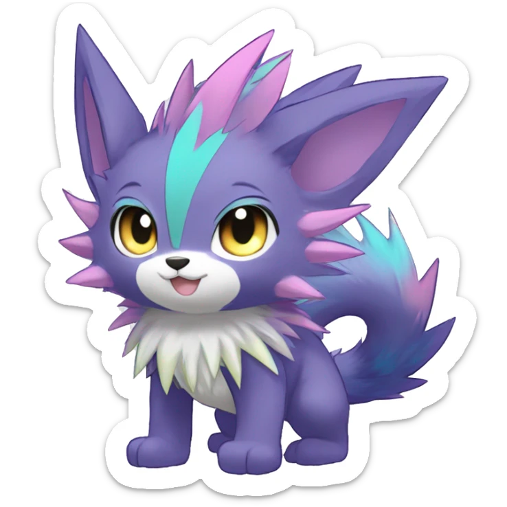 Anthro Scalie Spiky Cool Edgy Magical Shiny Colorful Pastel Sparkle Kemono-style Chibi Fantasy-Animal-Fakémon-Pokémon-Hybrid Fur Sona Aesthetic Full Body sticker