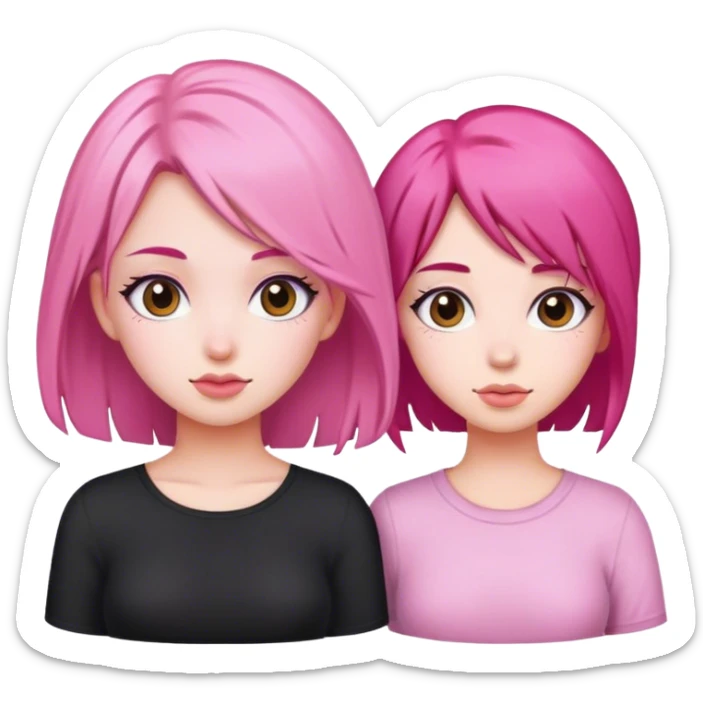 a pink hair girl and a black hair girl sticker