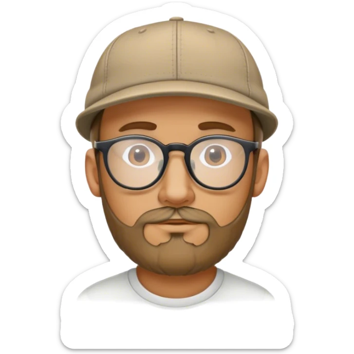 quiero un emoji de una persona con cara perfilada moreno con lentes y gorra y barba muy baja sticker