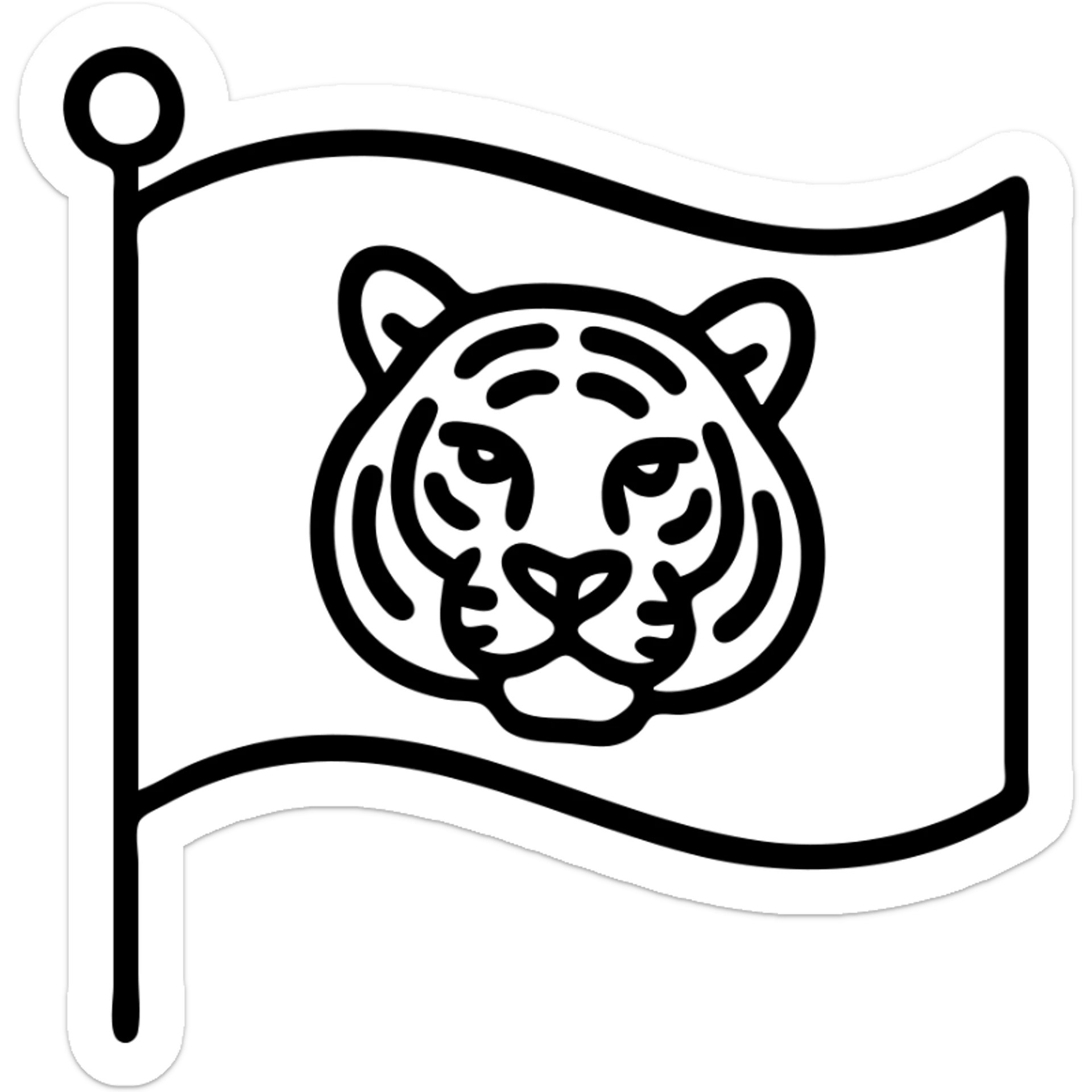red flag with a detailed tiger face in the center, bold and striking, icon logo style, no text sticker