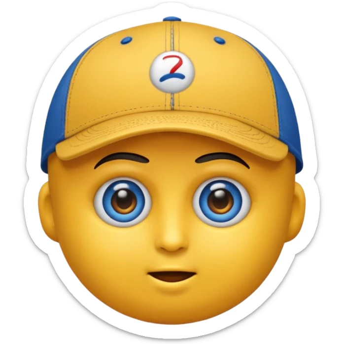 Emoji cara rendonda amarilla con ojos cansado y una gorra de lado sticker