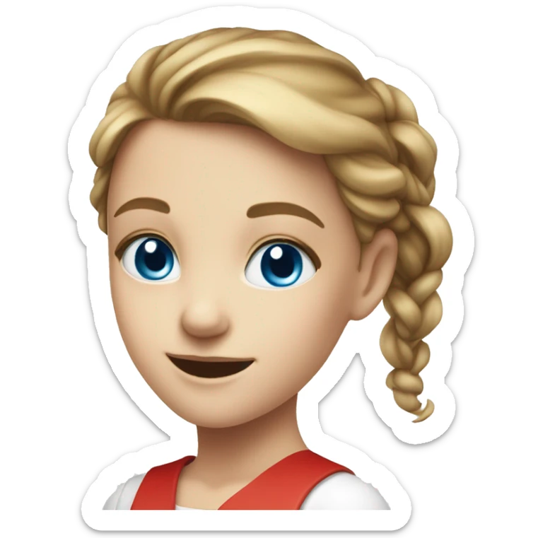 smiling girl with blue eyes in white and red dress sticker