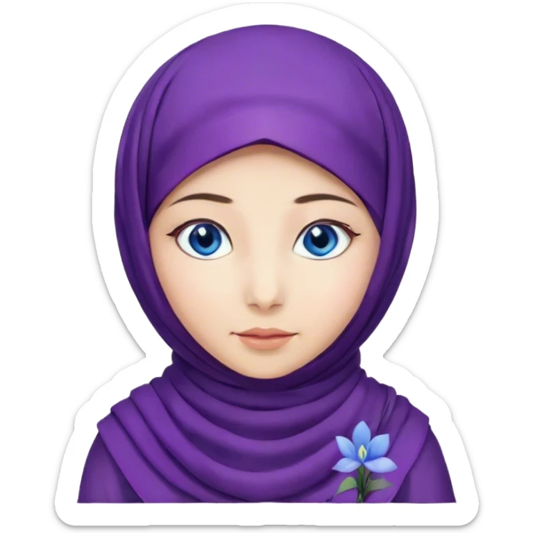 Turkish beautiful finish Konya girl blue eyes with lila hyacinth hijab and islamic dress sticker