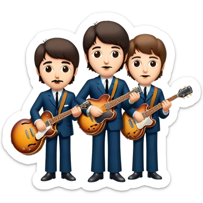 Cinematic Realistic The Beatles Pop Culture Emoji, showcasing an iconic, vibrant portrayal of the legendary band rendered with rich textures and nostalgic lighting that exude musical legacy. sticker