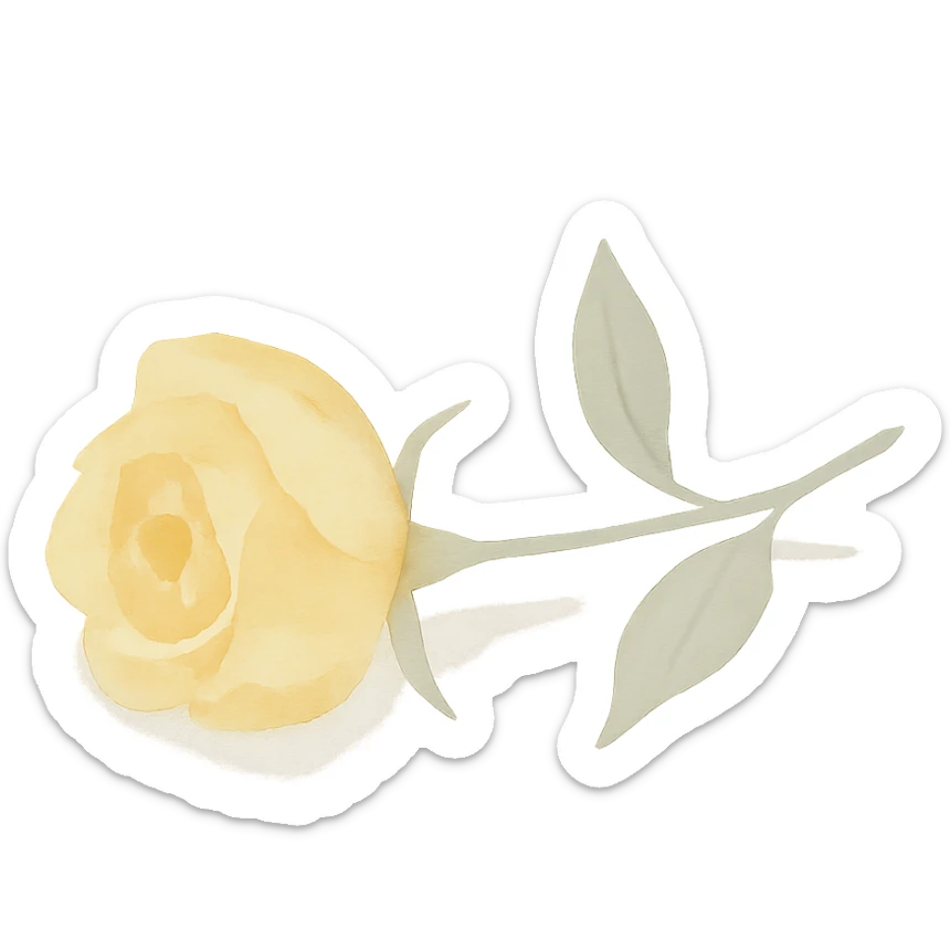oil painting art style, visible brushstrokes, dreamy, yellow rose laid on its side sticker