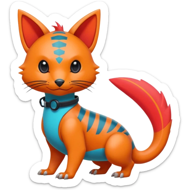  exotic tropical cyber-Soothy-Scooty-Scoobie-Litten-Linoone-Noibat-Fakémon-Pokémon-Vernid-creature sticker