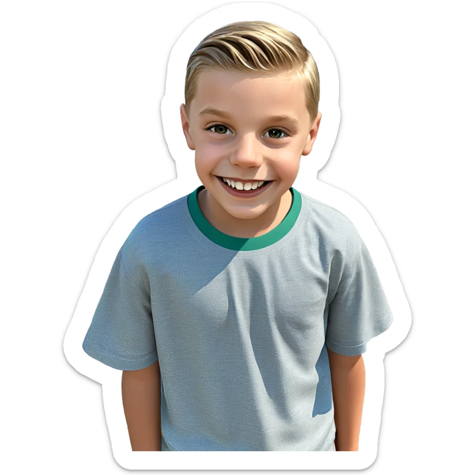 smiling boy in outdoor setting sticker