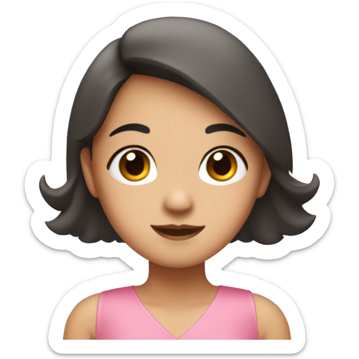 Asian girl wearing a pink dress with a sweetheart neckline sticker