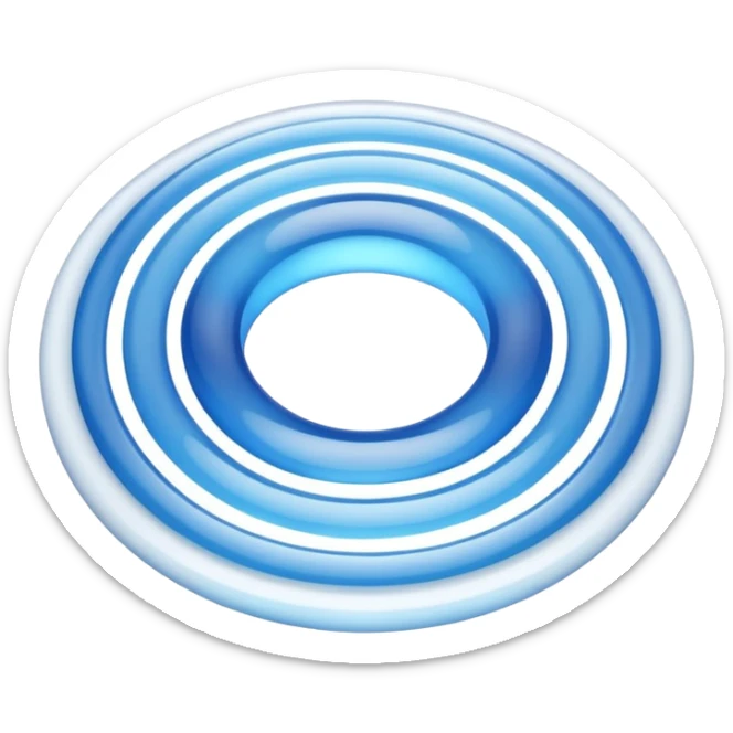 iOS-style 3D emoji: expanding ripple rings in mid-air, fading in color and opacity as they move outward from a small central source sticker