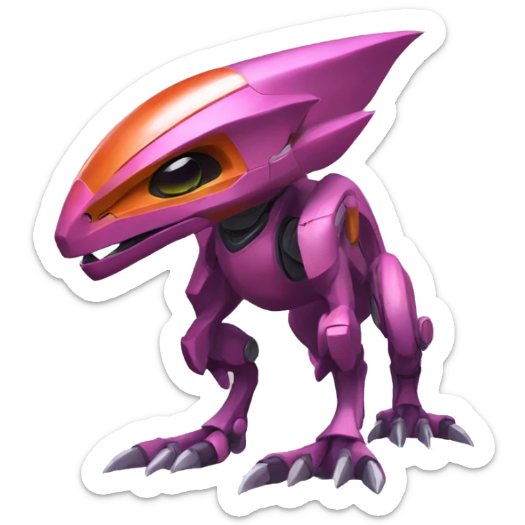 a Genesect-Raptor-Fakémon—hybrid with a futuristic visor-helmet full body sticker