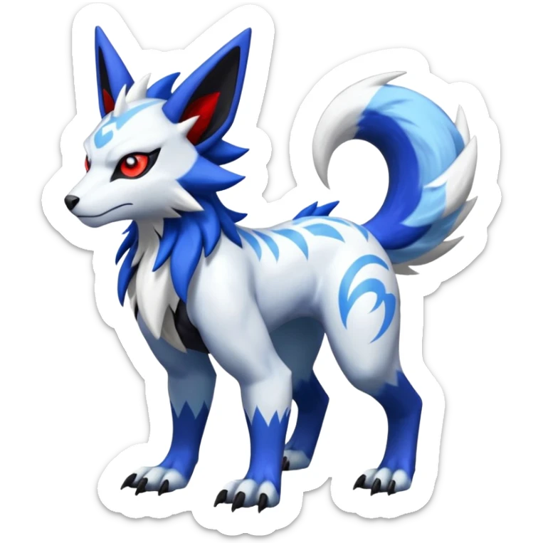 Shiny Glittery Exotic WereGarurumon-Zeraora-Renamon-Absol-fusion-hybrid-creature (full body sticker