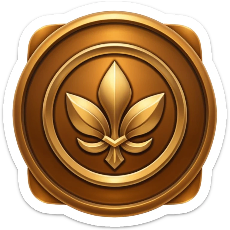 league of legends rank icon bronze shiny stylized simple emoji style sticker