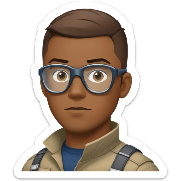 sam wilson with crew cut hair, side-whiskers, and wear safety glasses from  from captain america: civil war sticker