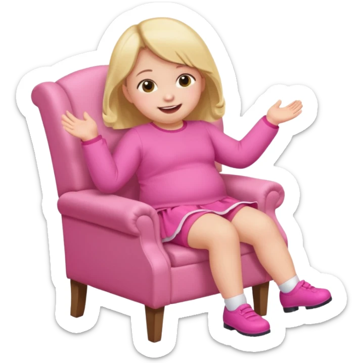 Little Girl falling off of a chair while standing up on it she is fat but not too fat and is wearing pink clothes sticker