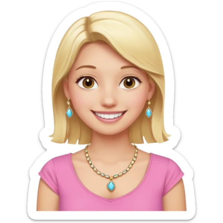 phone selfie blonde jewelry girl pink top sticker