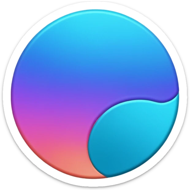 
One  Rotate 35 degree  coin color in in gradient of turquoise, blue, pink, purple, and coral sticker