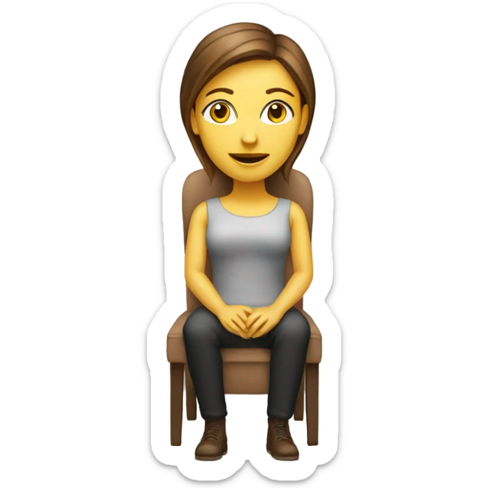 whie-glass-woman-brown-hair-sitting-chair sticker