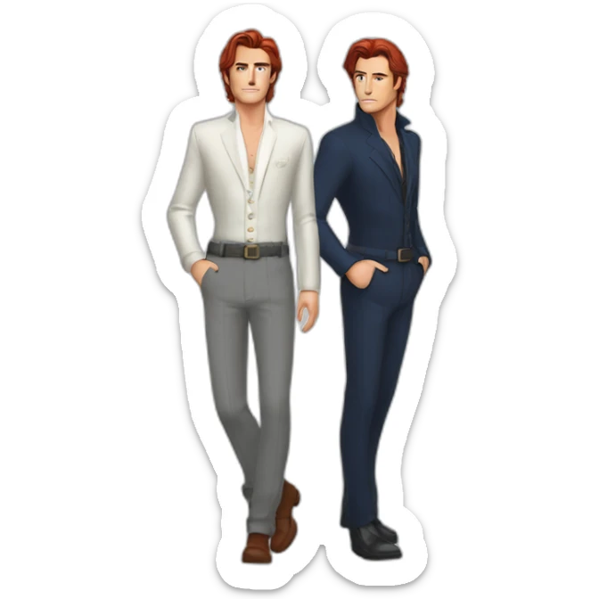 Alain delon sleek space outfit blue eyes red hair full body sticker