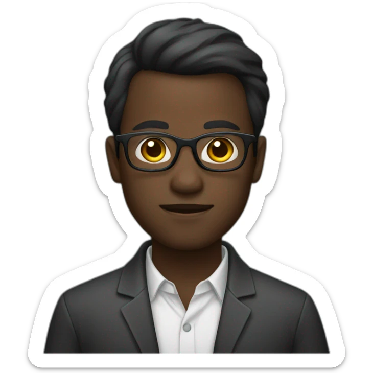 Male with dark skin and glasses on sticker