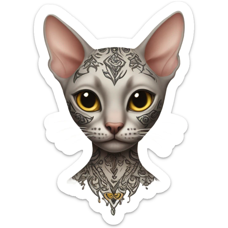 Tattooed hairless cat sticker