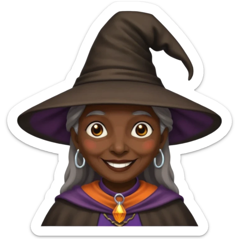 dark old witch with witch hat sticker