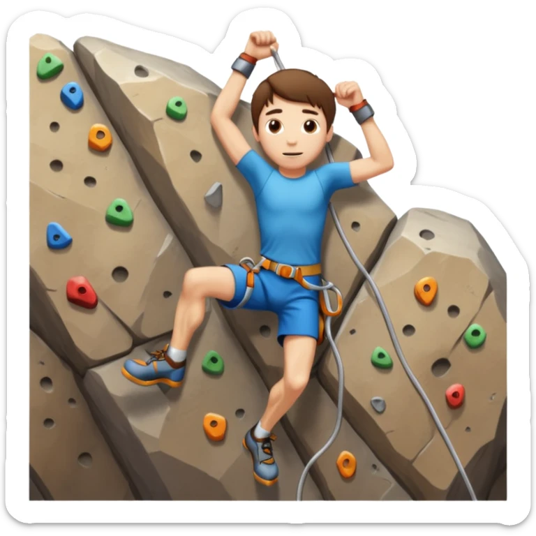  A man indoor rock climbing. But he's skinny and has short brown hair and he's white   sticker