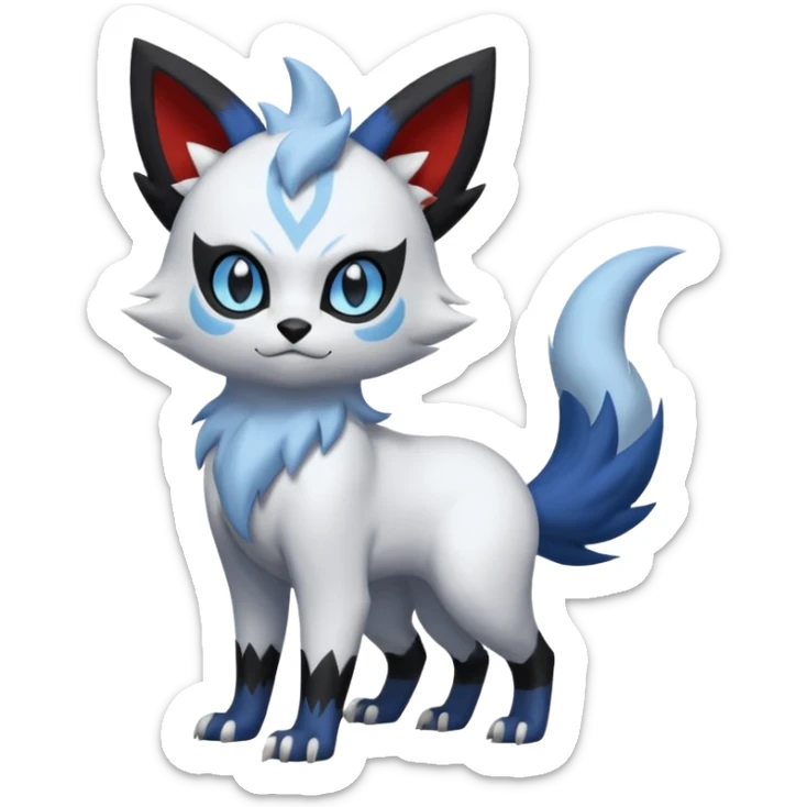 Delcatty-Litten-Zorua-Absol-Sprigatito-fusion, full body sticker