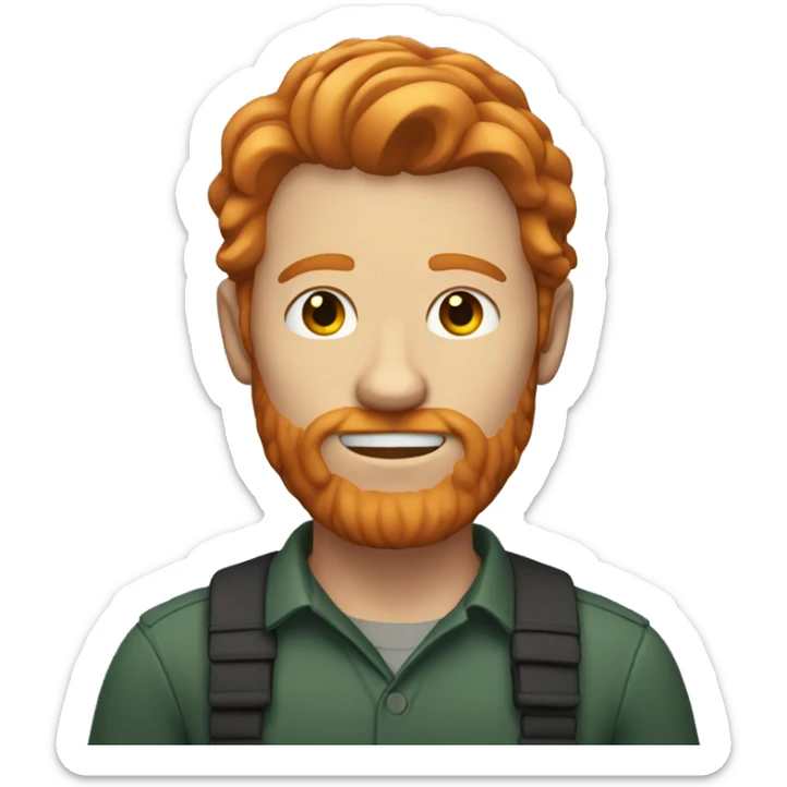 Ginger man with shoulder length hair and facial hair sticker