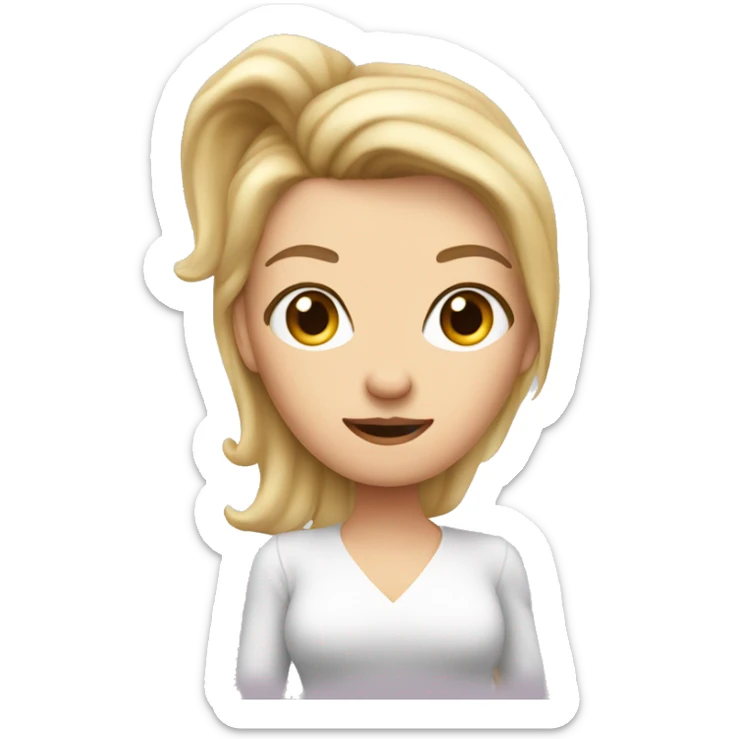 a white women in mini dress with open hair showing point finger pointing on me sticker