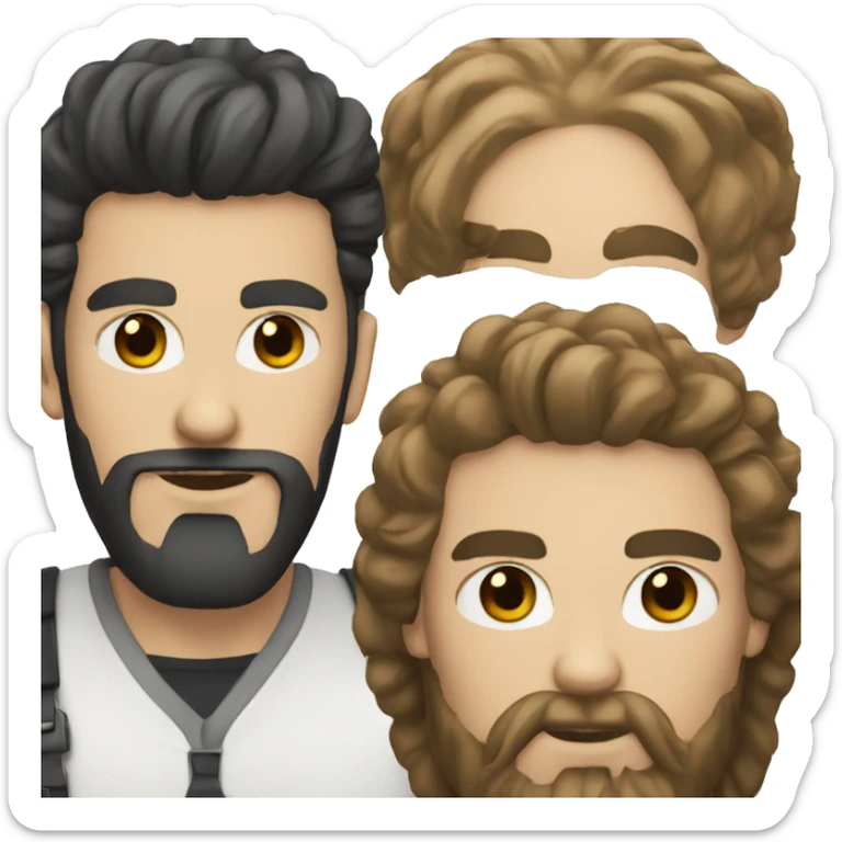 a white man with a black beard and a fashionable dark brown hairstyle is intrigued sticker