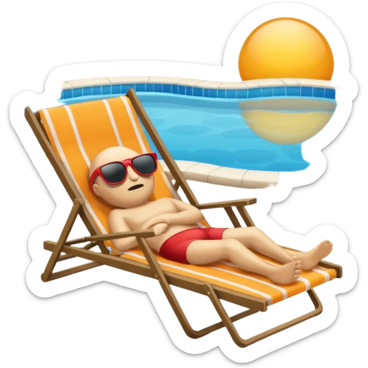 A brain lies in a deck chair wearing sunglasses at the edge of the pool. sticker