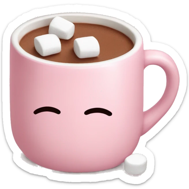 Light Pink mug of hot chocolate with marshmallows  sticker
