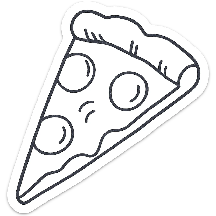 slice of pizza, hand drawn icon style, sketchy lines, playful and informal, no fill sticker