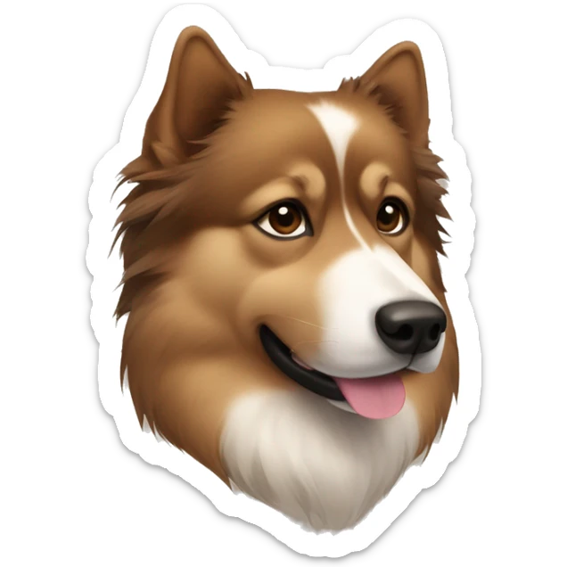 Finnish Lapphund brown. His nose and face is dark brown and full of black spots sticker