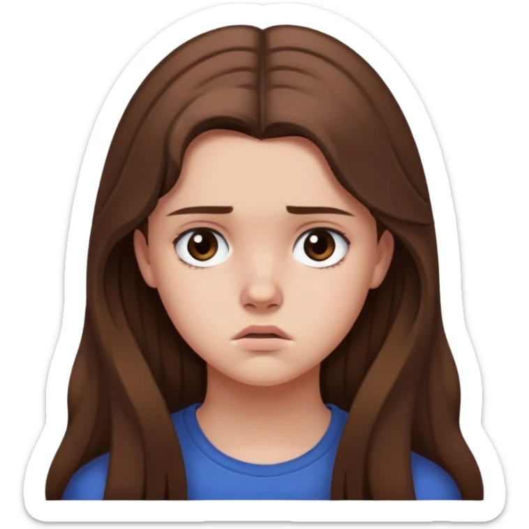 Teenage girl with long brown hair and sad expression, Hannah Baker character sticker