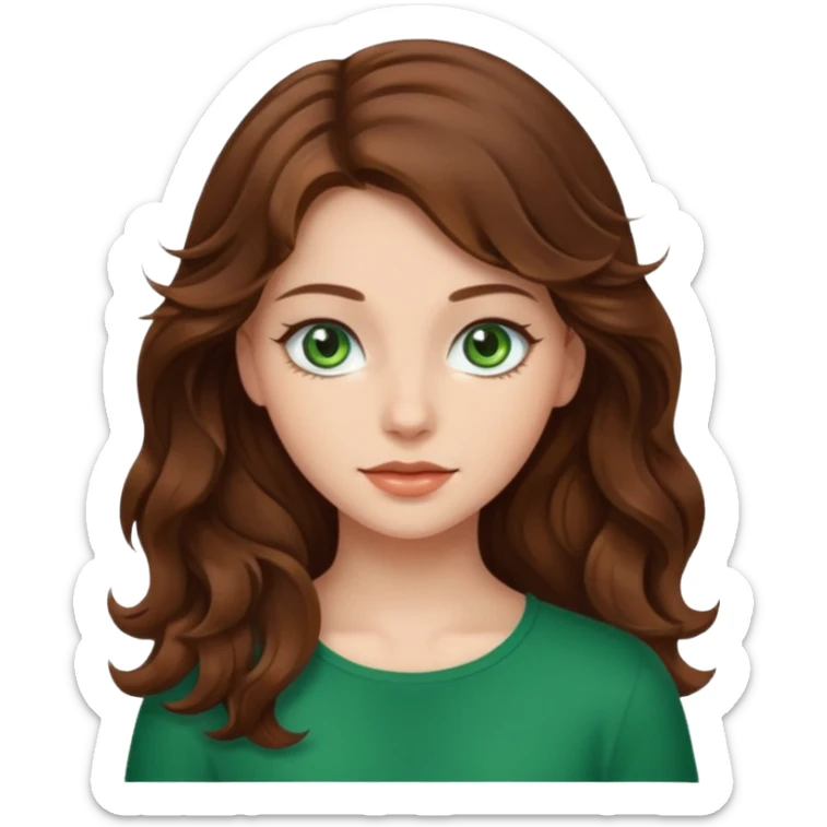 a beautiful girl with wavy volumes brown hair sticker