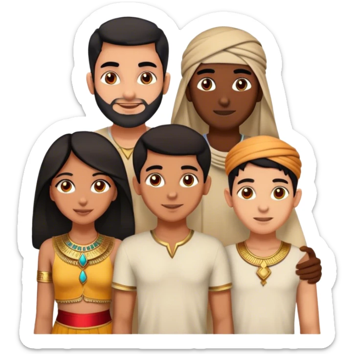 5 best friends, 1 Egyptian man, 1 indian girl 1 persian girl 1 moroccan boy 1 black boy sticker