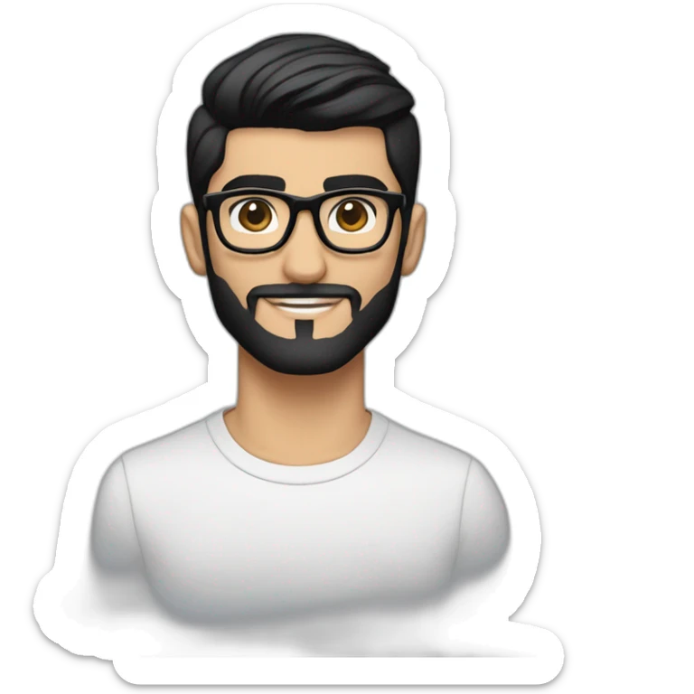 zayn malik with a perfectly groomed black beard and sleek black hair, confidently sporting a stylish pair of spectacles sticker