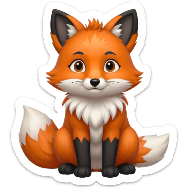 Floofy the Creampuff fox blackish gray fur color chubby Black paws orange color 3 tails sticker