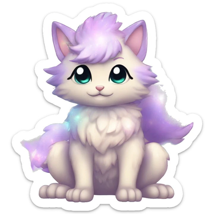 Anthro Cute Gorgeous Petite Shiny Colorful Pastel Glitter Sparkle Stars Anime Chibi Animal-Fakémon-Pokémon-Hybrid Fur Sona Aesthetic Trending Style Full Body sticker