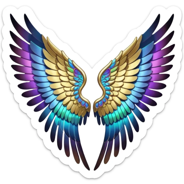 can you generate 6 unique angel wings designs? just the wings - no body, head, or feet necessary sticker
